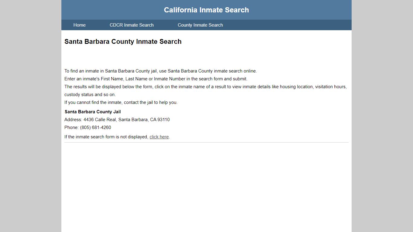 Santa Barbara County Inmate Search